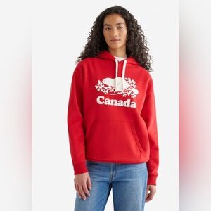 Roots Red Canada Logo Hoodie Sweater - Women in size:M